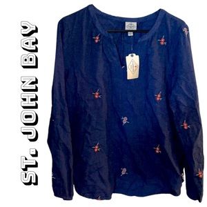 St John Bay| Woman | SM | Dress Shirt | Navy | NWT JcPenny | 102S